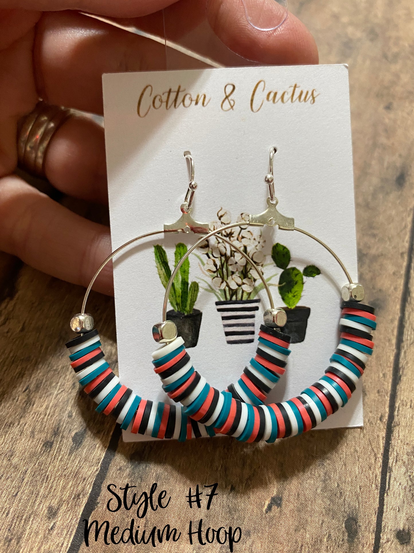 Hoops-Coral, Teal, White and Black