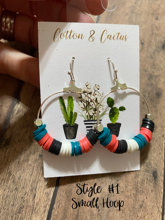 Hoops-Coral, Teal, White and Black